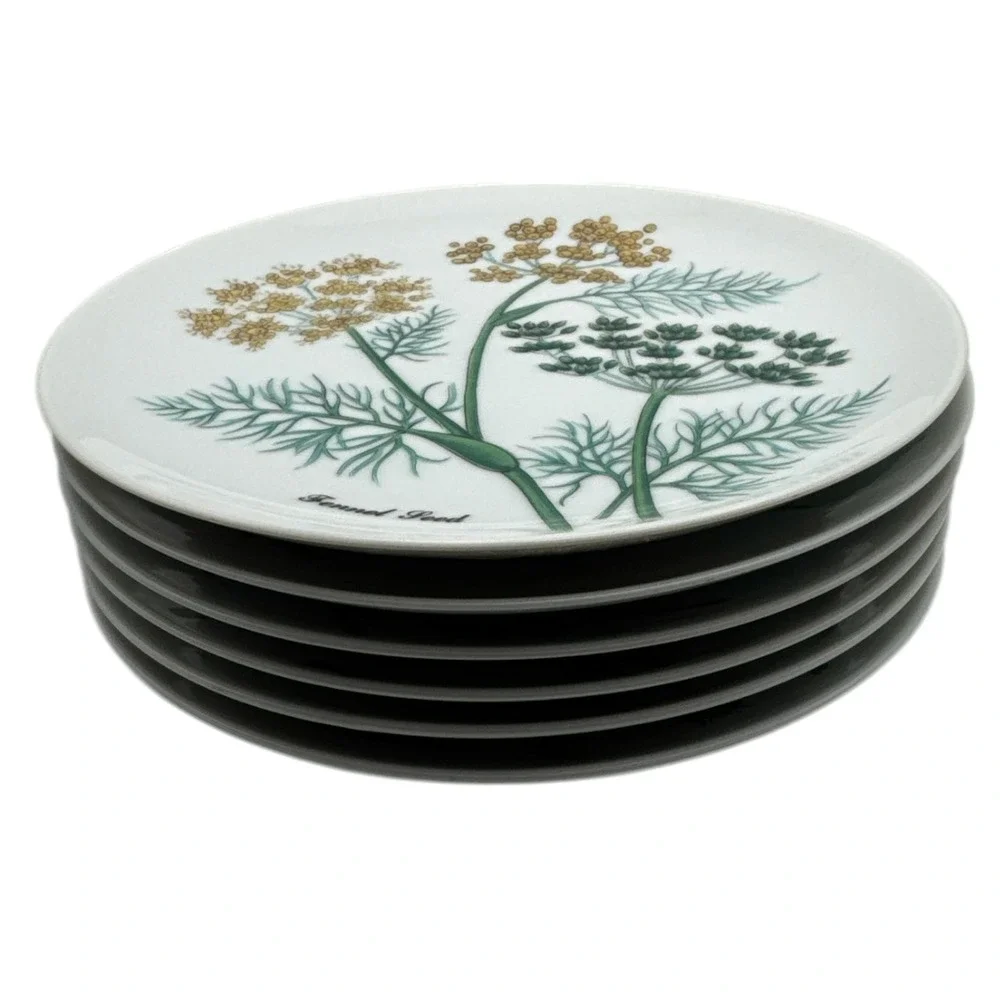 6 NEIMAN MARCUS HORCHOW BOTANICAL FLOWER HERB PLATES DESSERT SALAD